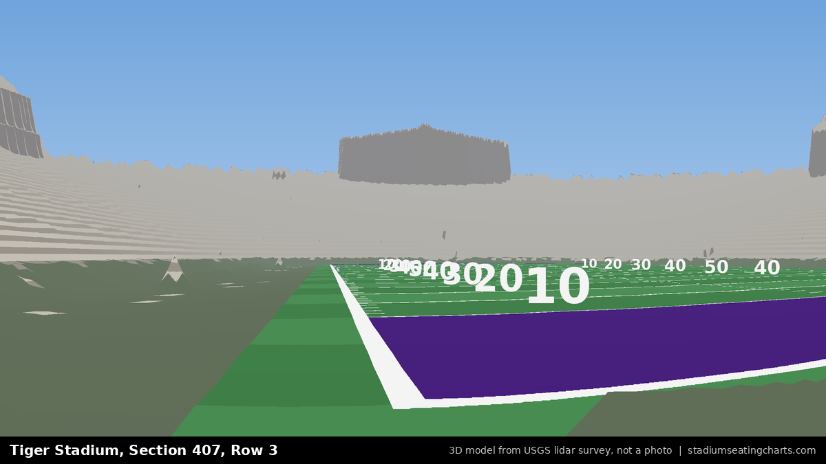 View from Tiger Stadium Section 407, Row 3, looking toward the field