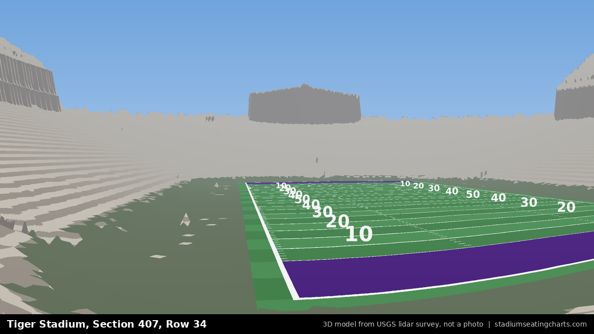 View from Tiger Stadium Section 407, Row 34, looking toward the field