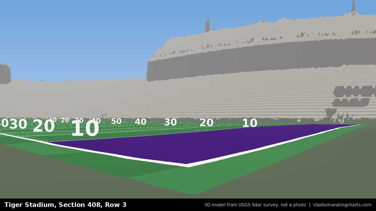 View from Tiger Stadium Section 408, Row 3, looking toward the field