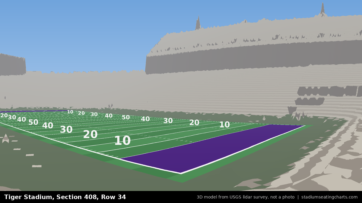 View from Tiger Stadium Section 408, Row 34, looking toward the field