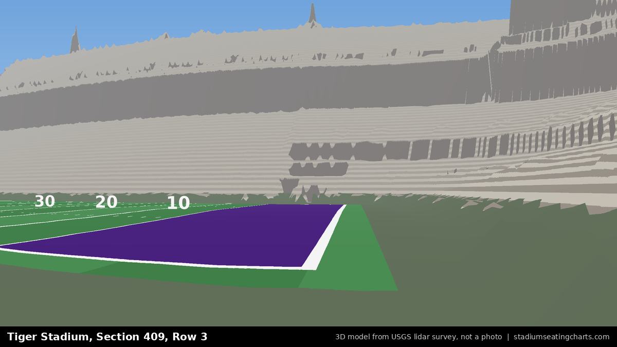 View from Tiger Stadium Section 409, Row 3, looking toward the field