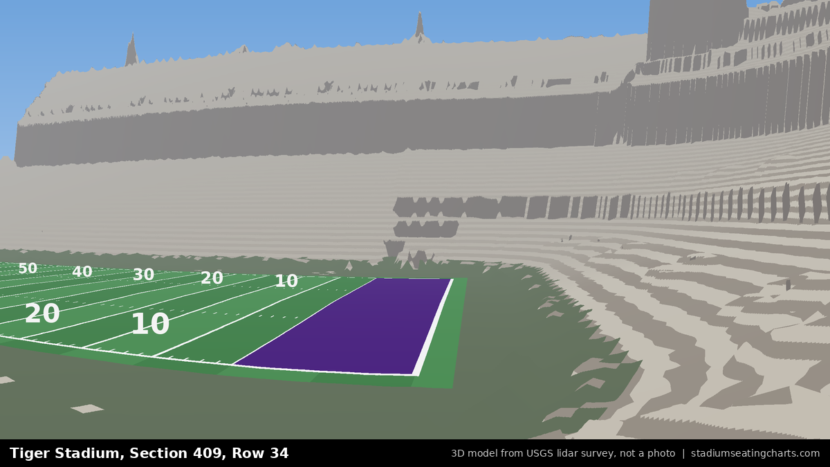 View from Tiger Stadium Section 409, Row 34, looking toward the field