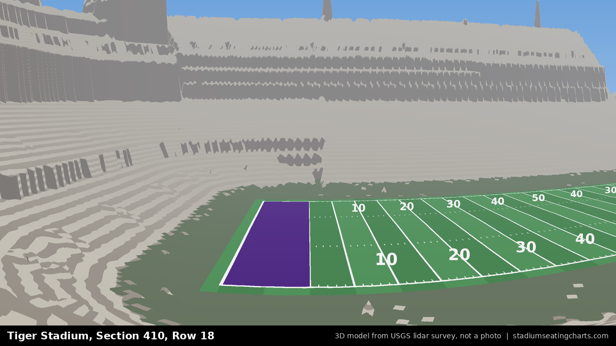 View from Tiger Stadium Section 410, Row 18, looking toward the field
