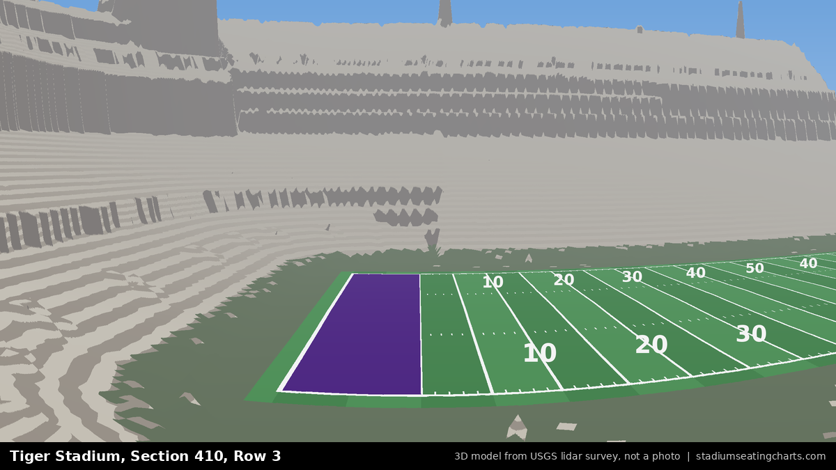 View from Tiger Stadium Section 410, Row 3, looking toward the field