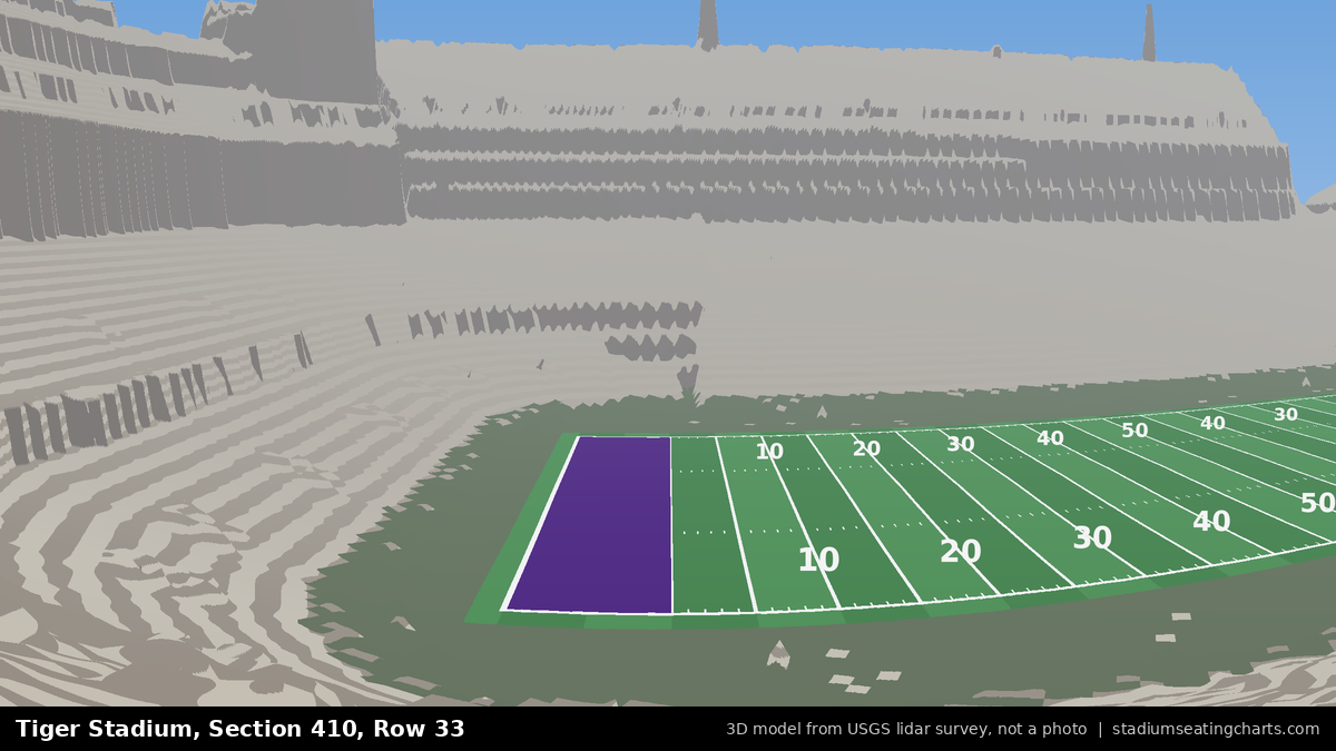 View from Tiger Stadium Section 410, Row 33, looking toward the field