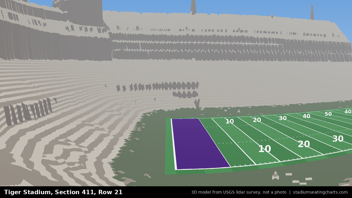 View from Tiger Stadium Section 411, Row 21, looking toward the field