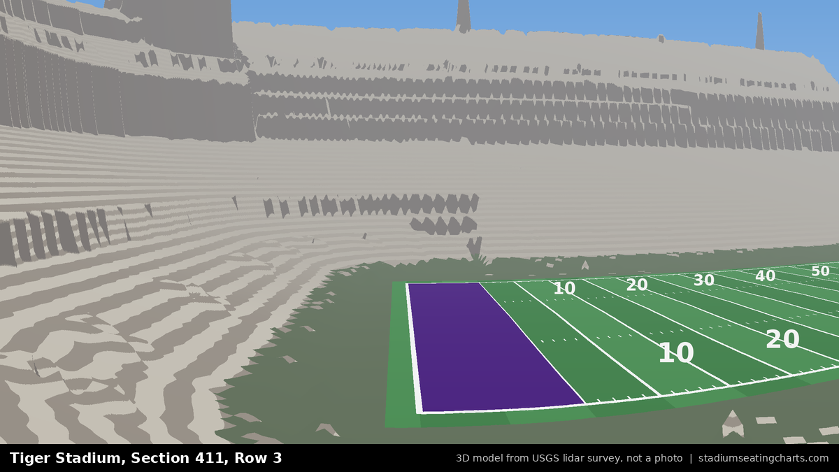 View from Tiger Stadium Section 411, Row 3, looking toward the field