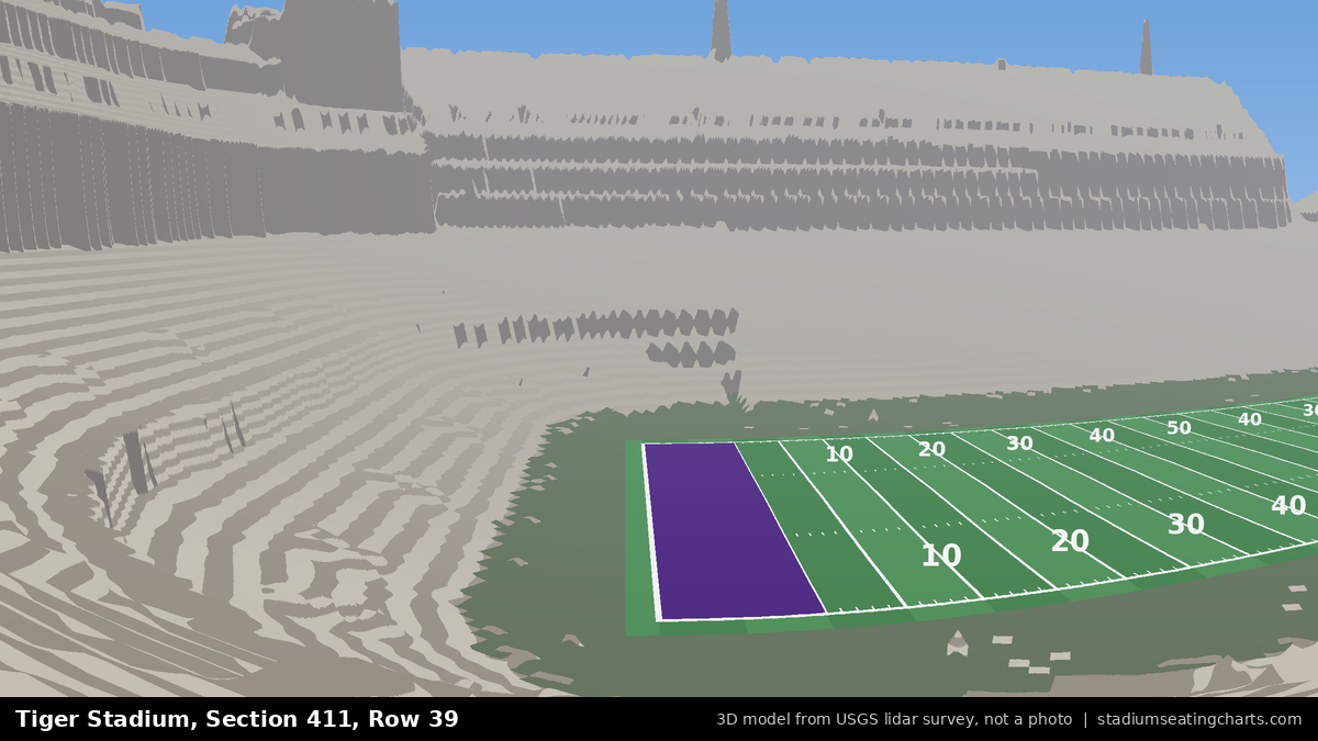 View from Tiger Stadium Section 411, Row 39, looking toward the field