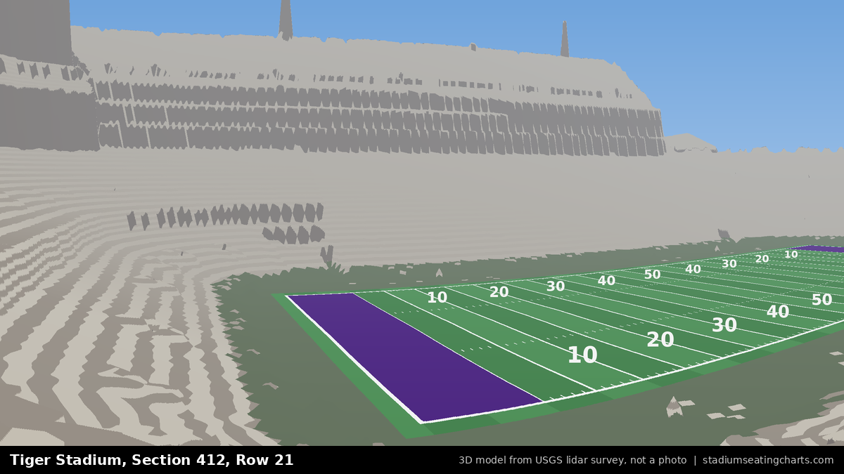 View from Tiger Stadium Section 412, Row 21, looking toward the field