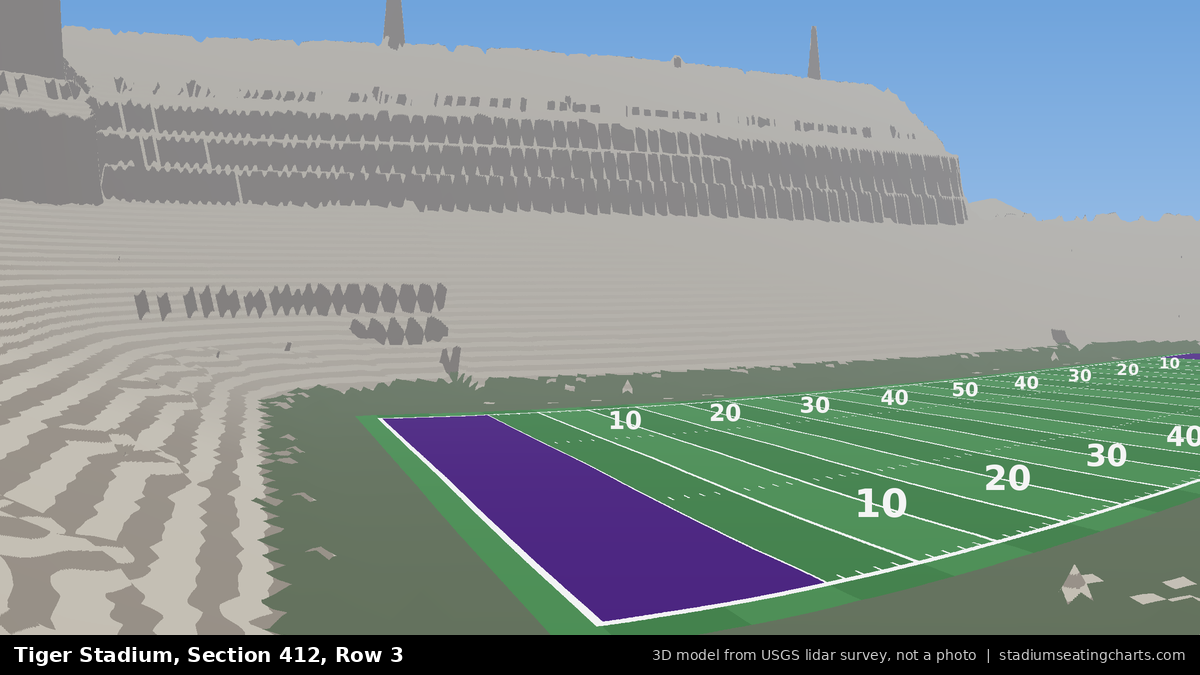 View from Tiger Stadium Section 412, Row 3, looking toward the field