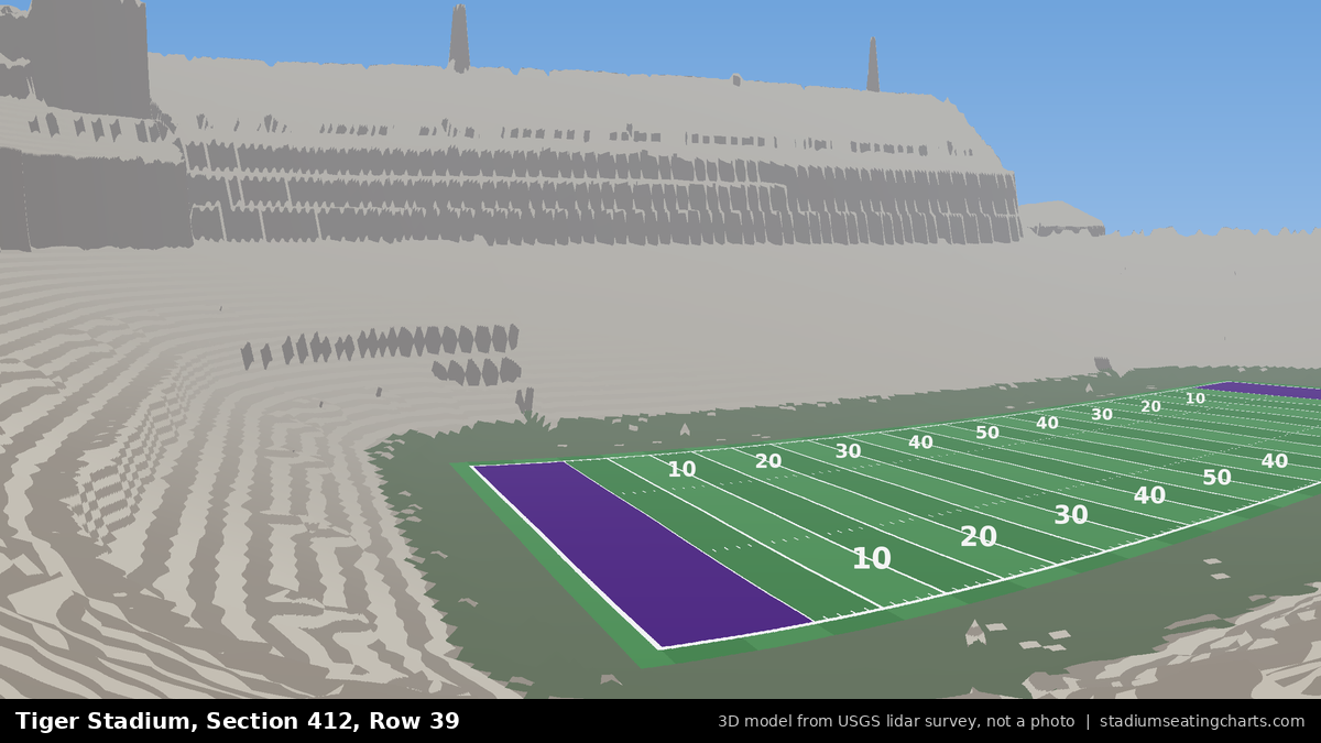 View from Tiger Stadium Section 412, Row 39, looking toward the field