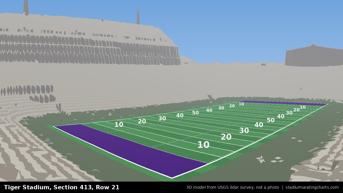 View from Tiger Stadium Section 413, Row 21, looking toward the field