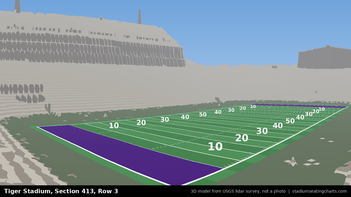 View from Tiger Stadium Section 413, Row 3, looking toward the field