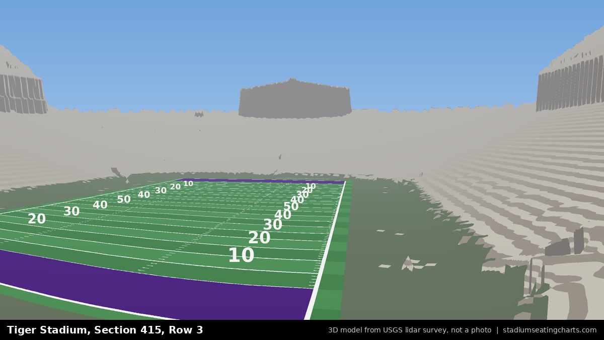 View from Tiger Stadium Section 415, Row 3, looking toward the field