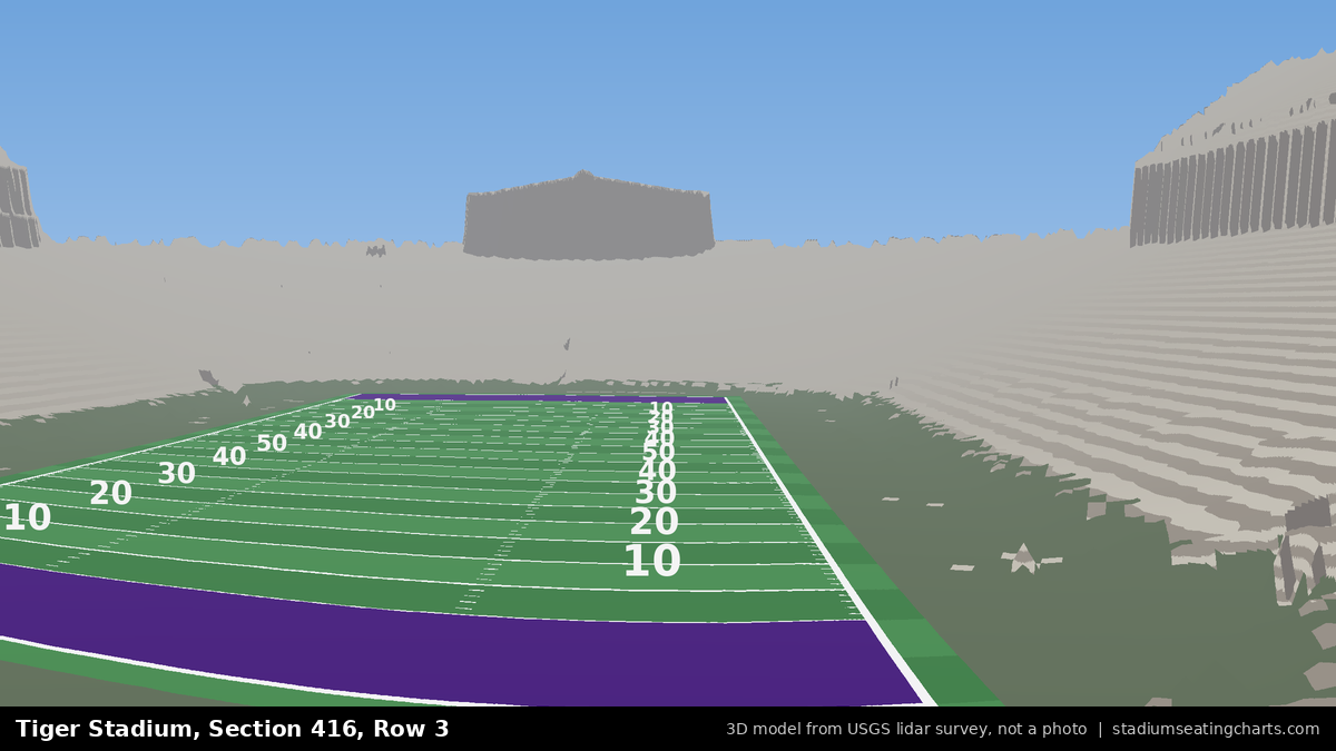 View from Tiger Stadium Section 416, Row 3, looking toward the field