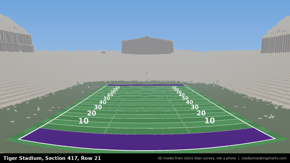 View from Tiger Stadium Section 417, Row 21, looking toward the field