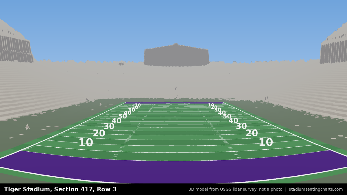 View from Tiger Stadium Section 417, Row 3, looking toward the field