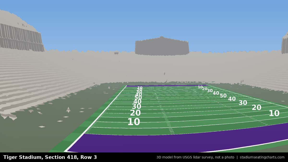 View from Tiger Stadium Section 418, Row 3, looking toward the field
