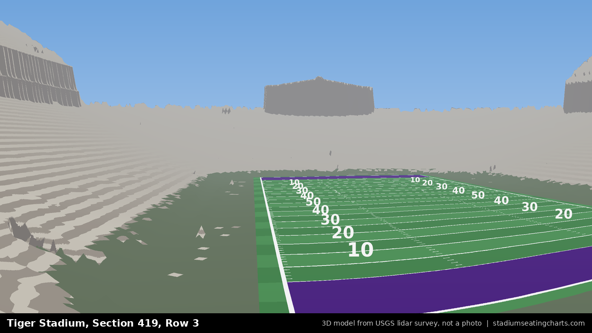 View from Tiger Stadium Section 419, Row 3, looking toward the field