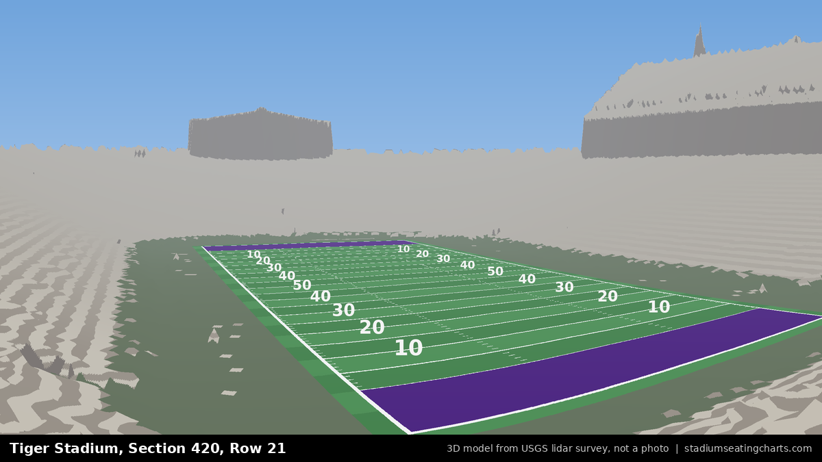 View from Tiger Stadium Section 420, Row 21, looking toward the field