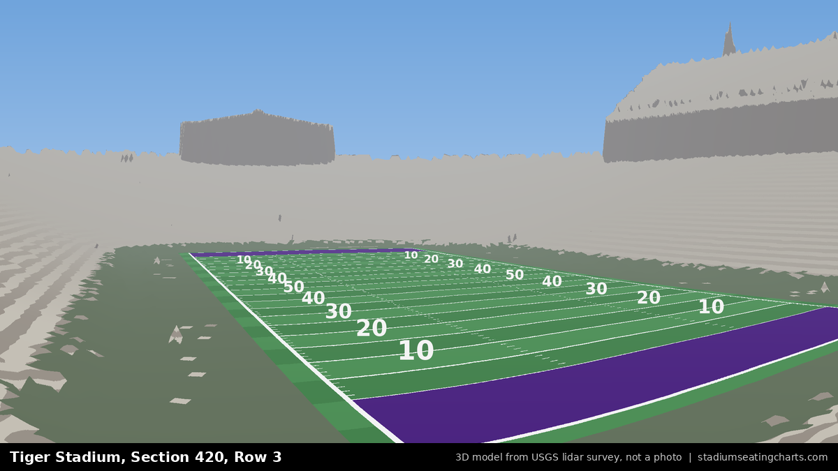 View from Tiger Stadium Section 420, Row 3, looking toward the field