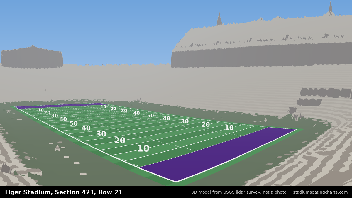 View from Tiger Stadium Section 421, Row 21, looking toward the field