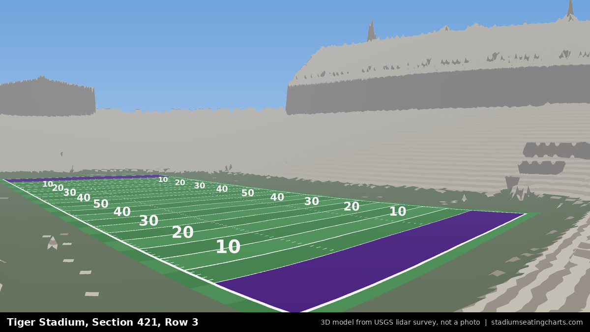 View from Tiger Stadium Section 421, Row 3, looking toward the field