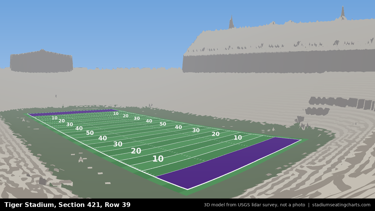 View from Tiger Stadium Section 421, Row 39, looking toward the field