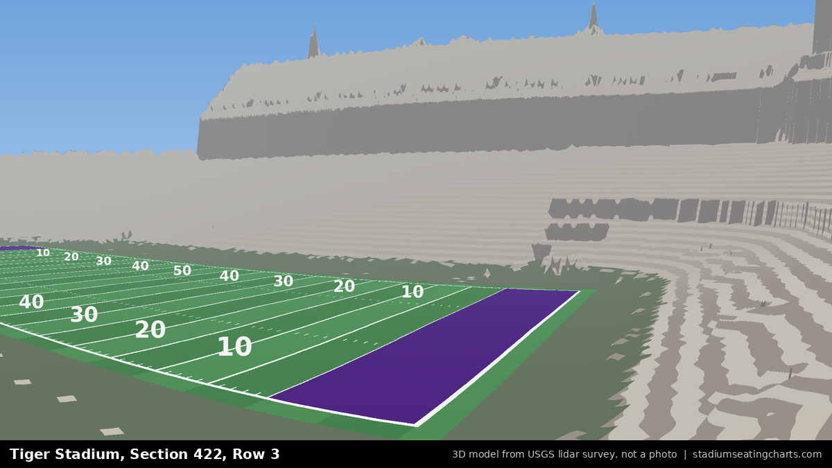 View from Tiger Stadium Section 422, Row 3, looking toward the field