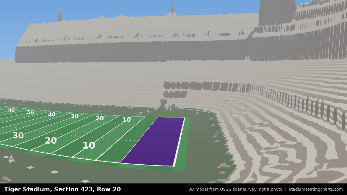 View from Tiger Stadium Section 423, Row 20, looking toward the field