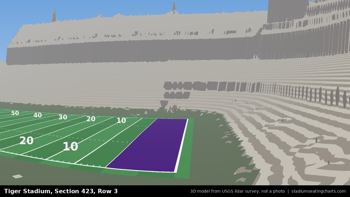 View from Tiger Stadium Section 423, Row 3, looking toward the field