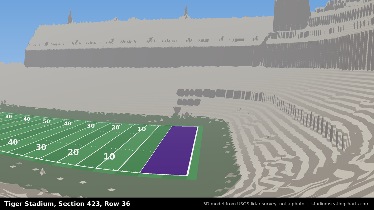 View from Tiger Stadium Section 423, Row 36, looking toward the field