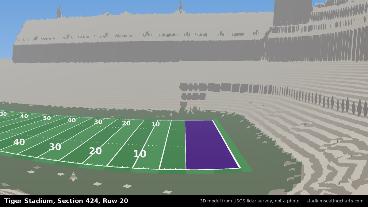 View from Tiger Stadium Section 424, Row 20, looking toward the field