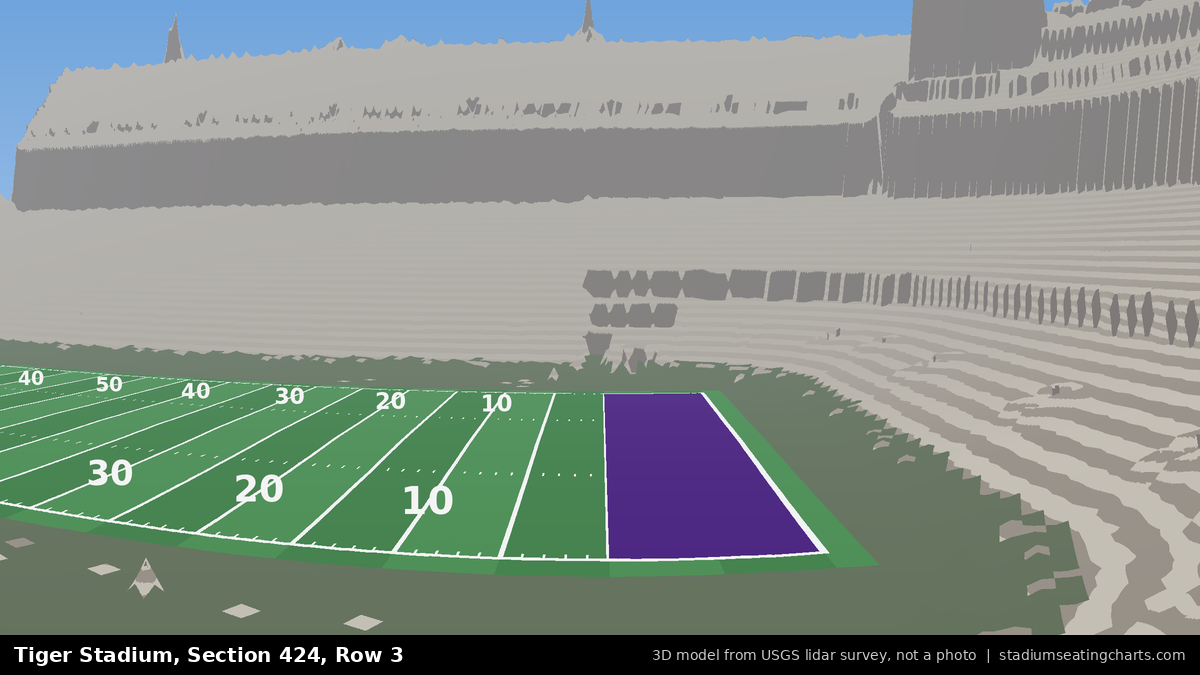 View from Tiger Stadium Section 424, Row 3, looking toward the field