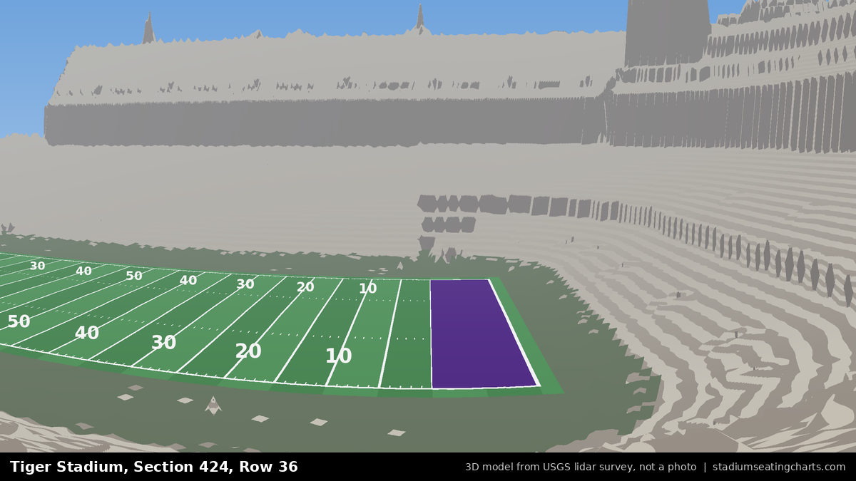View from Tiger Stadium Section 424, Row 36, looking toward the field