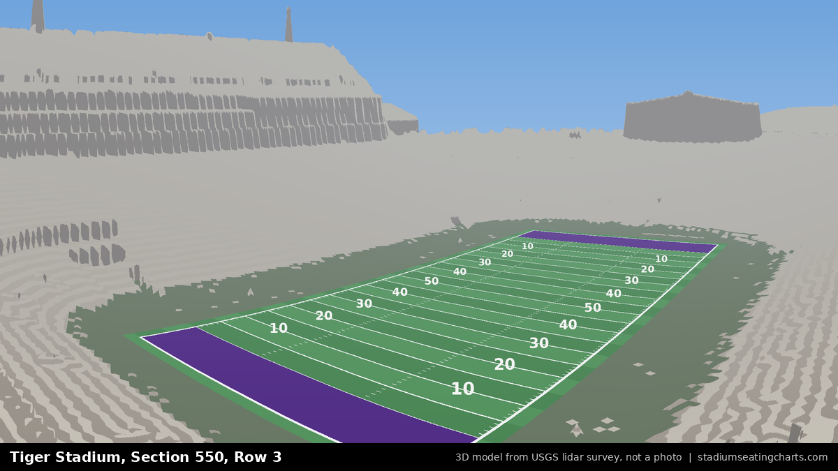 View from Tiger Stadium Section 550, Row 3, looking toward the field