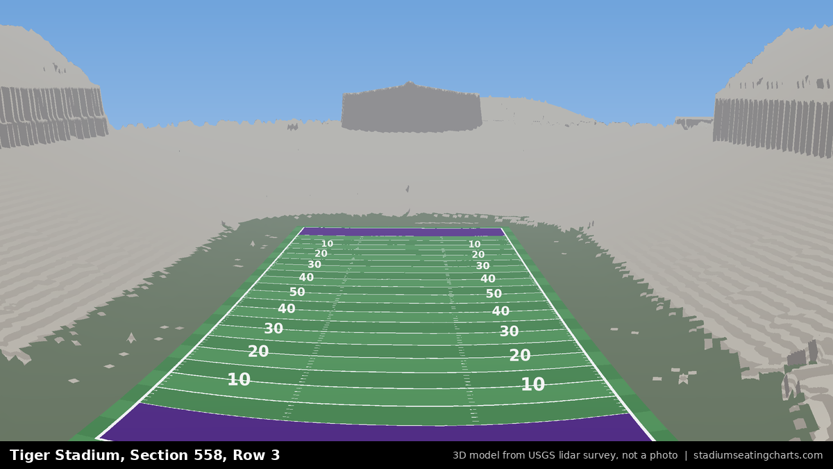View from Tiger Stadium Section 558, Row 3, looking toward the field