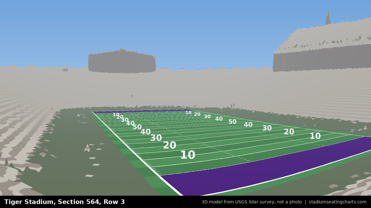 View from Tiger Stadium Section 564, Row 3, looking toward the field