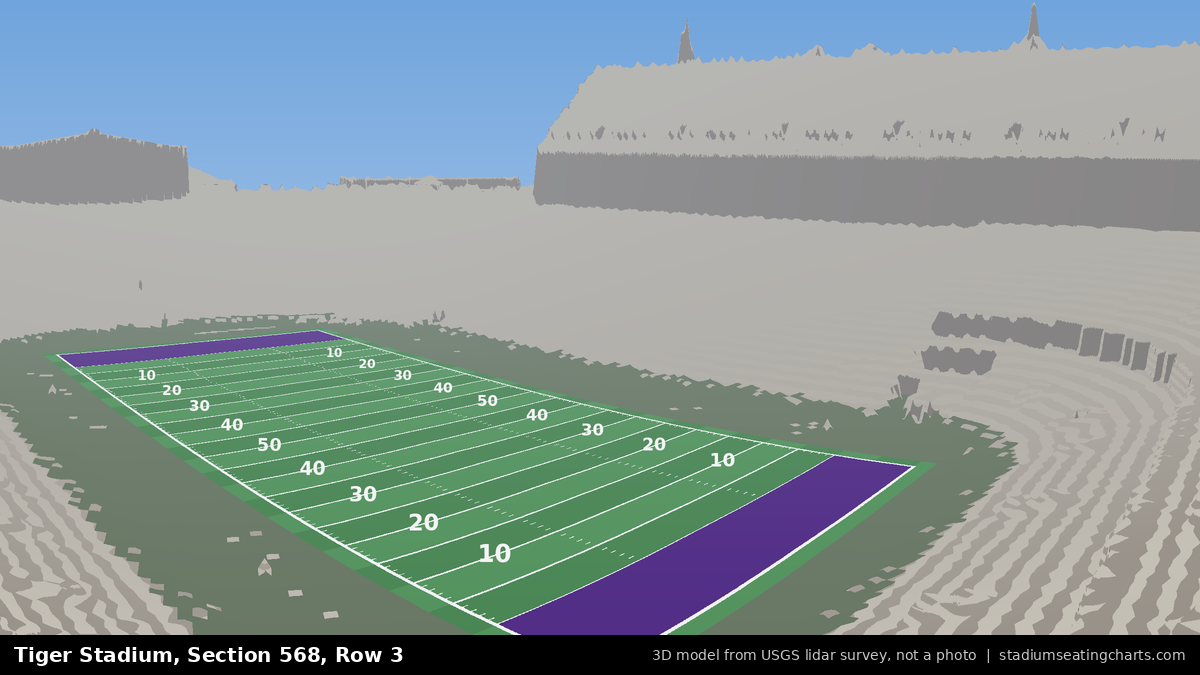 View from Tiger Stadium Section 568, Row 3, looking toward the field