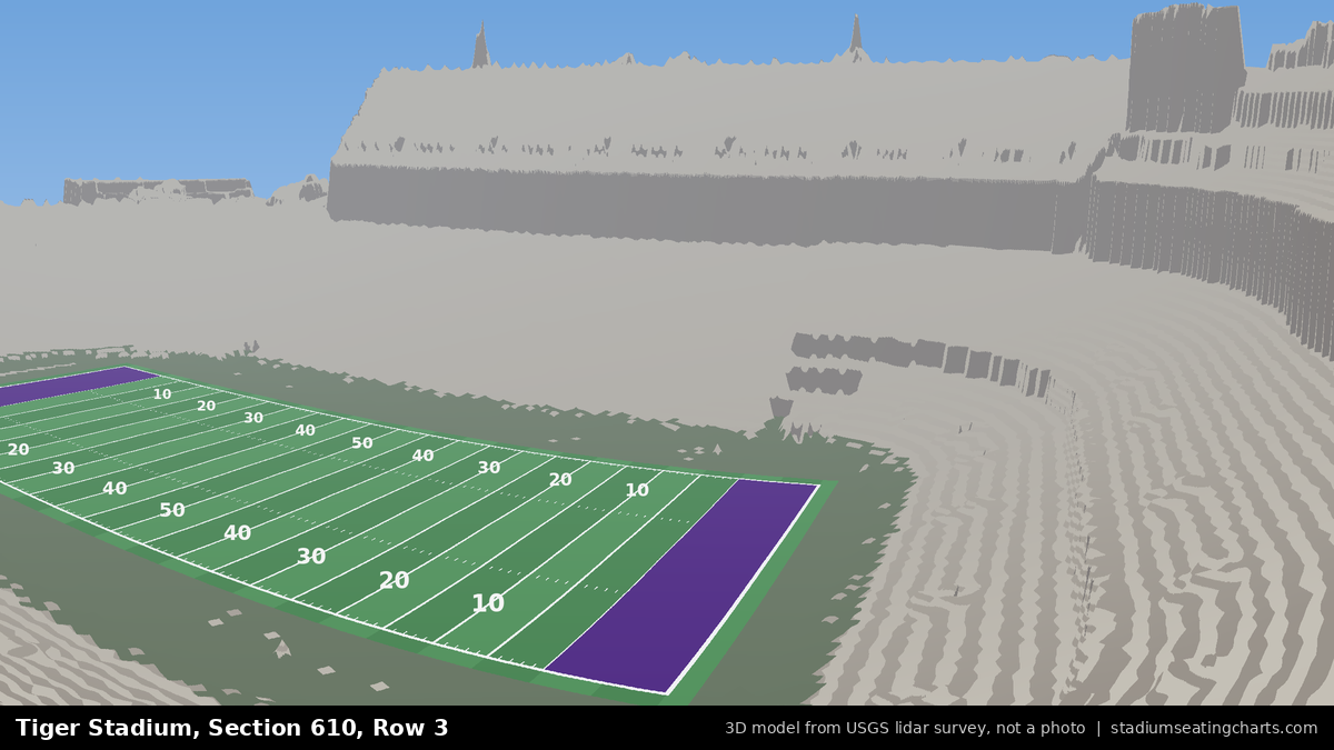 View from Tiger Stadium Section 610, Row 3, looking toward the field
