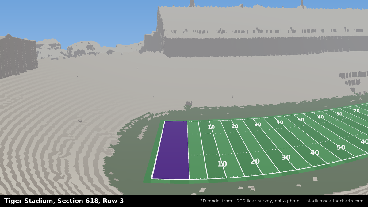 View from Tiger Stadium Section 618, Row 3, looking toward the field