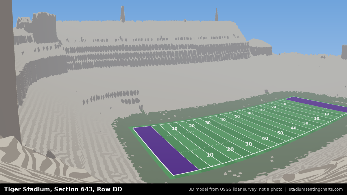 View from Tiger Stadium Section 643, Row DD, looking toward the field