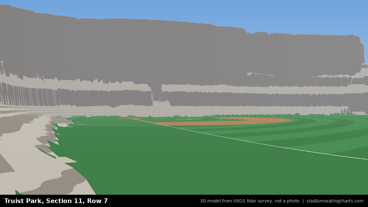 View from Truist Park Section 11, Row 7, looking toward the pitcher's mound
