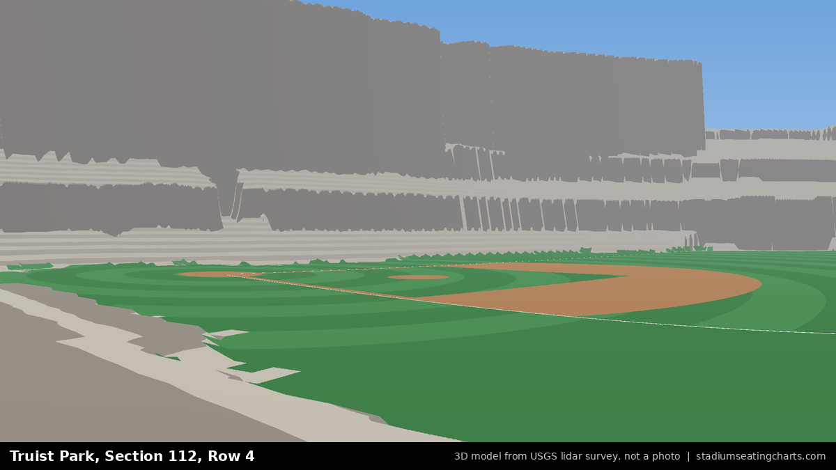 View from Truist Park Section 112, Row 4, looking toward the pitcher's mound