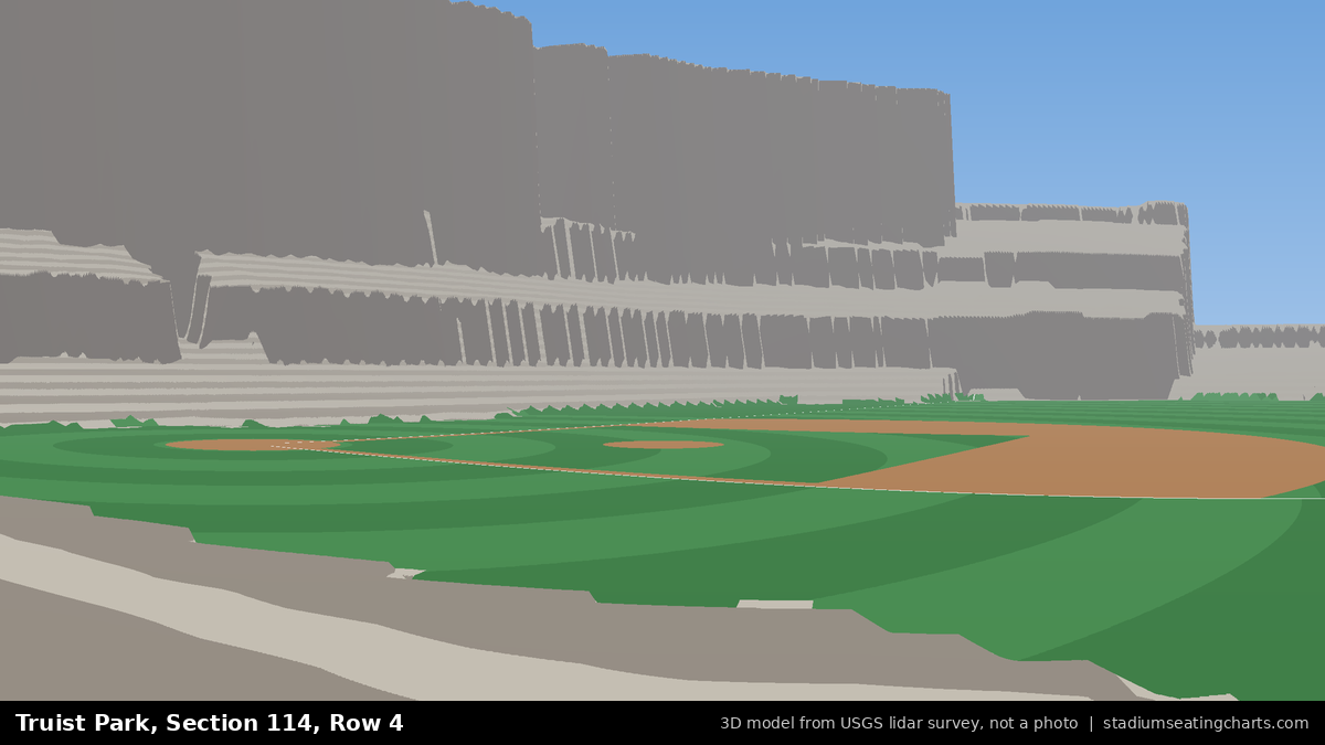 View from Truist Park Section 114, Row 4, looking toward the pitcher's mound