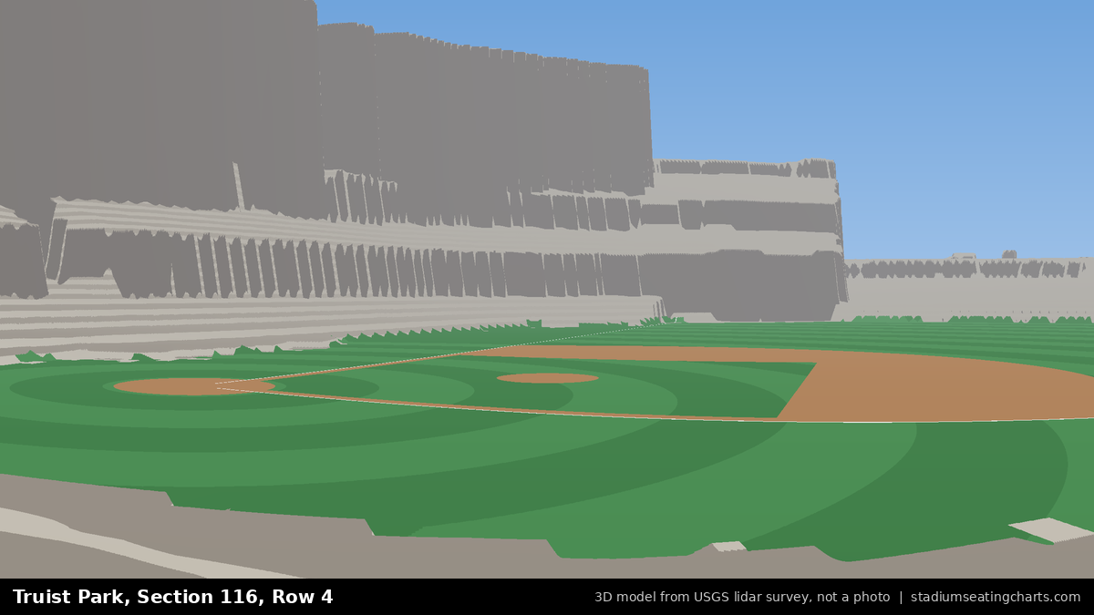 View from Truist Park Section 116, Row 4, looking toward the pitcher's mound