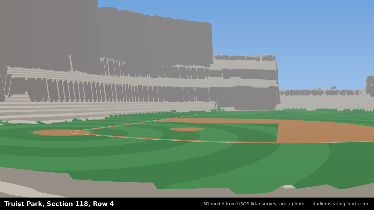 View from Truist Park Section 118, Row 4, looking toward the pitcher's mound