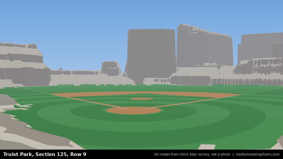 View from Truist Park Section 125, Row 9, looking toward the pitcher's mound