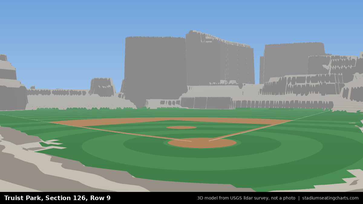 View from Truist Park Section 126, Row 9, looking toward the pitcher's mound