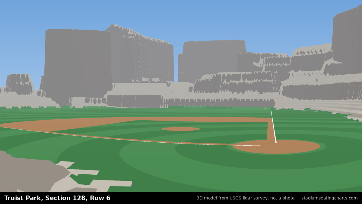 View from Truist Park Section 128, Row 6, looking toward the pitcher's mound